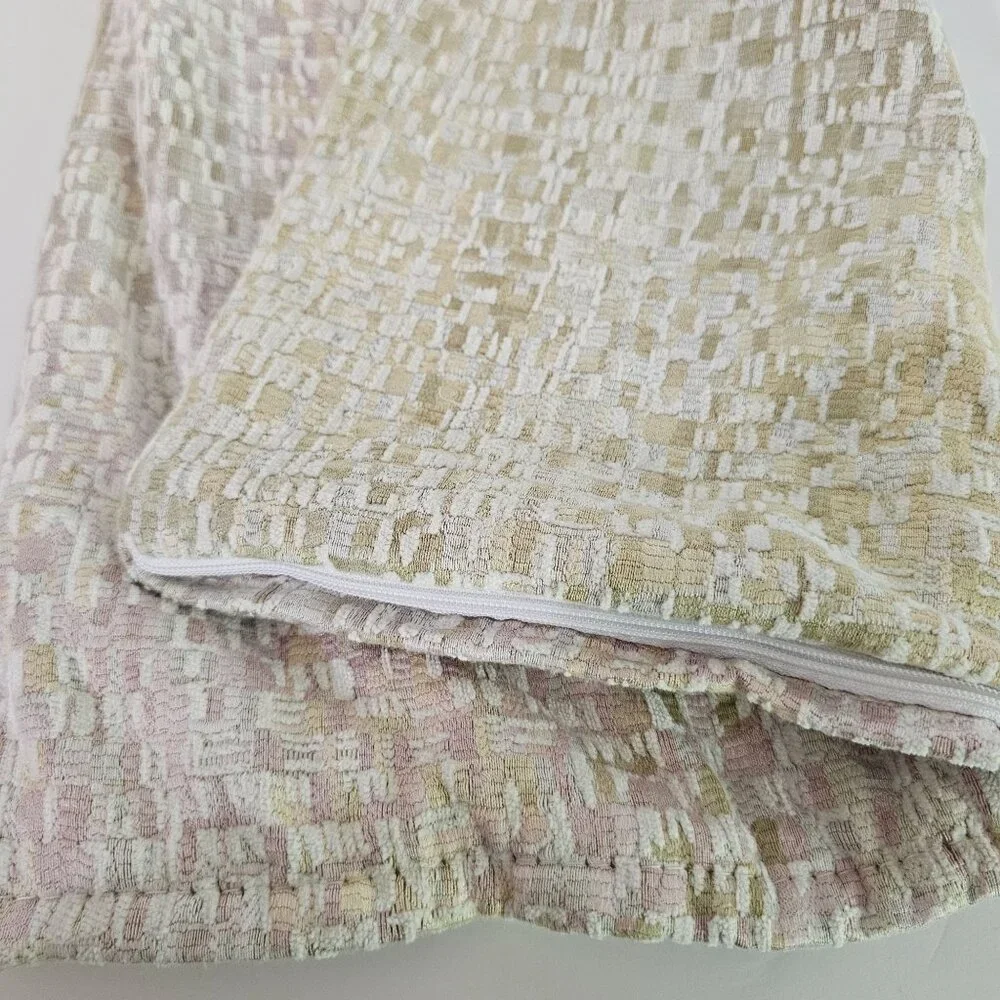 Set Of 2 Haverty's Tweed Beige & White Throw Pillow Covers Zippers 20